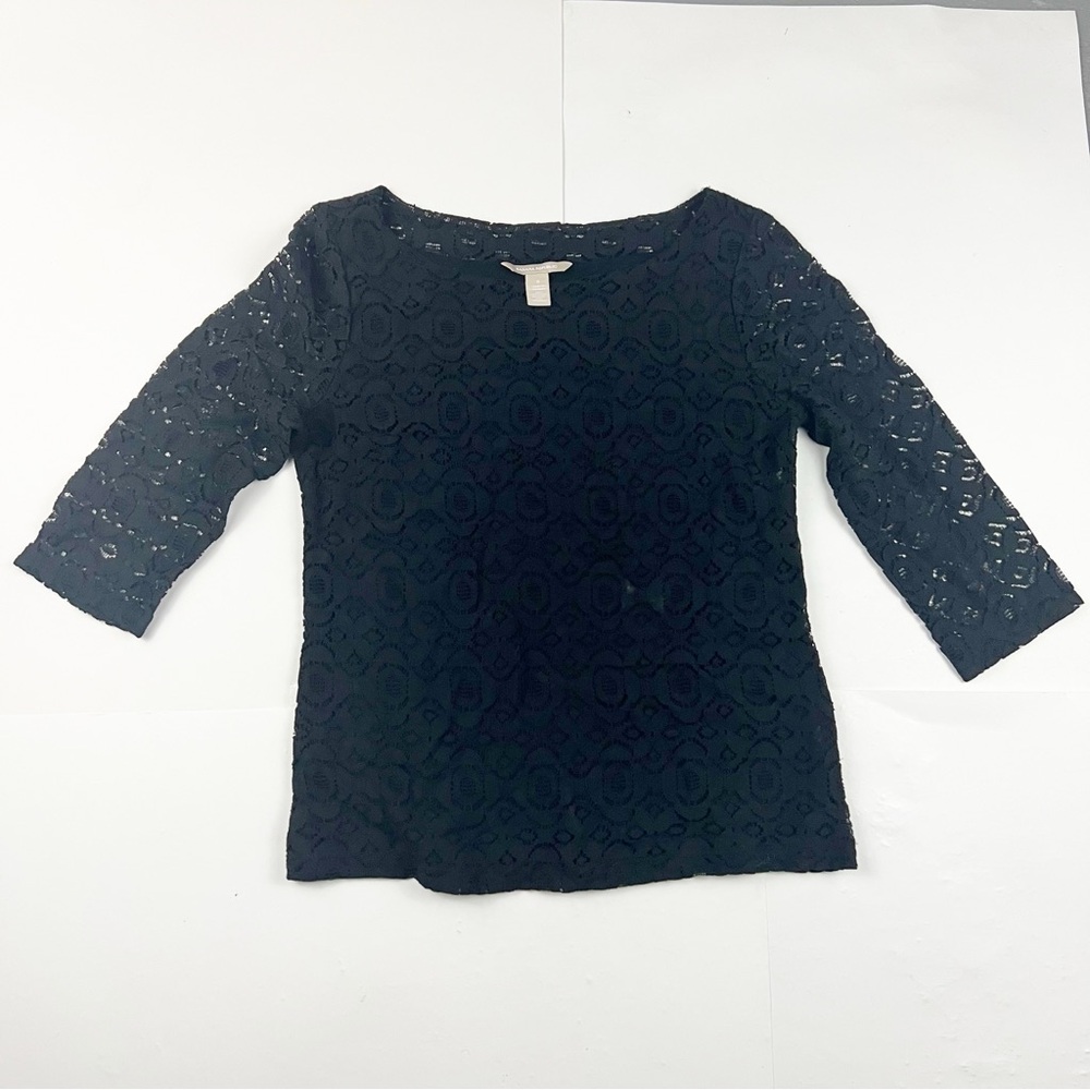 Banana Republic Black Lace Shirt‎ Size 8